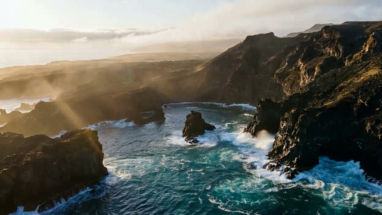 Coastline photographed from a drone over the Caribbean region