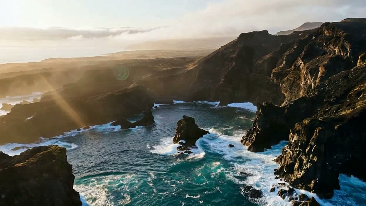 Aerial view along a natural coastline used to document environmental change