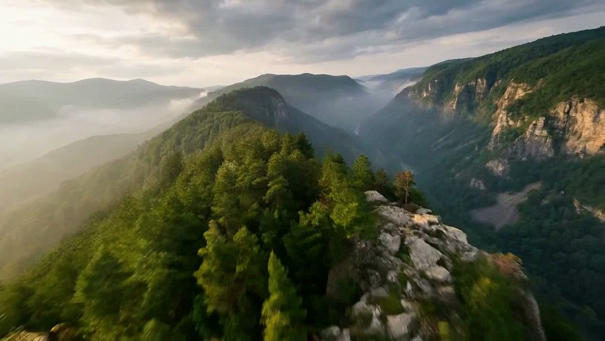 Aerial view of a ridge line