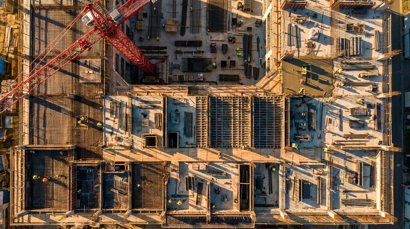 Construction site recorded from above for recurring progress documentation
