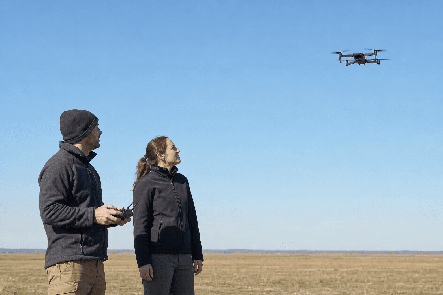 Illustration: a drone crew with a visual observer (not the Munson project)